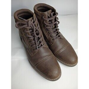 CHAPS  Men's 9.5 Brown Lace Up City Boots W/Comfort Footbed  Casual High Top